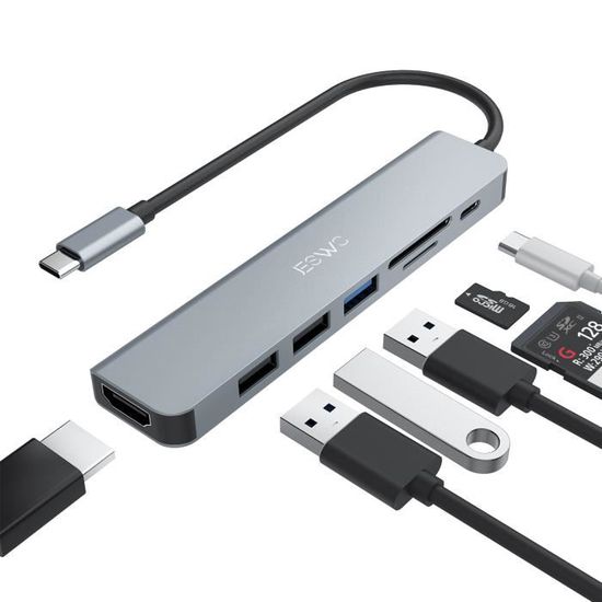 Hub USB C,JESWO 7 en 1