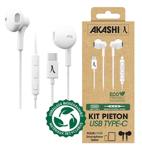 [oreillette2] kit pieton intra auriculaire BLANC usb-c