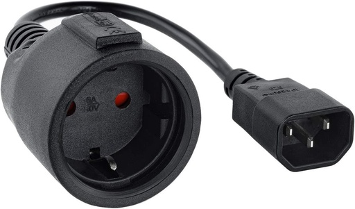 [cablec14] Câble Adaptateur Secteur C14 mâle CEE7 Femelle 25 cm Noir